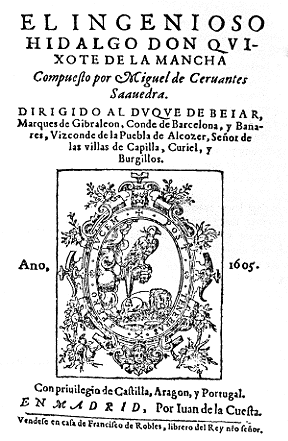 Copertina dell'edizione 1605 del Don Chisciotte