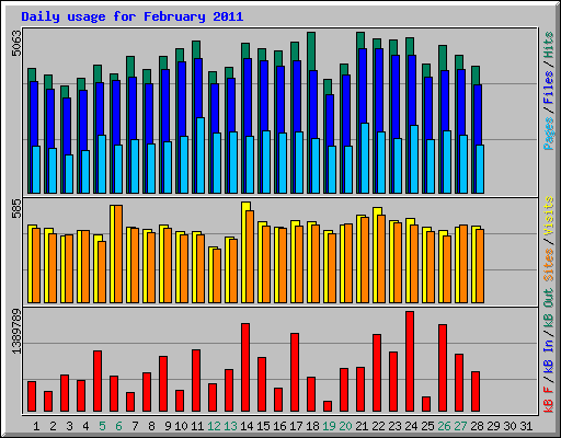 Daily usage for February 2011