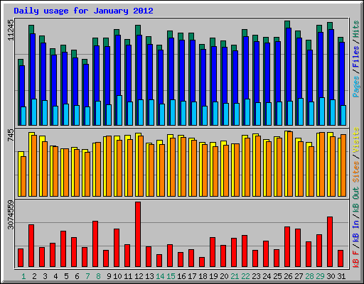 Daily usage for January 2012