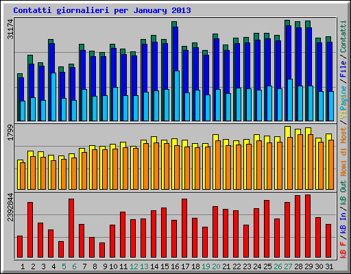 Contatti giornalieri per January 2013