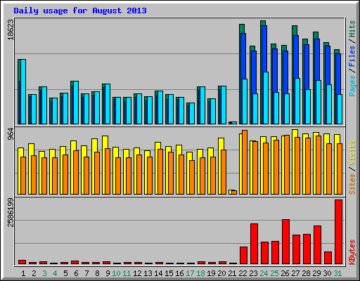 Daily usage for August 2013
