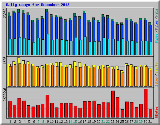 Daily usage for December 2013