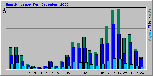 Hourly usage for December 2008
