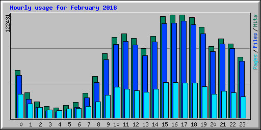 Hourly usage for February 2016