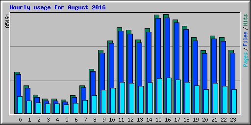 Hourly usage for August 2016
